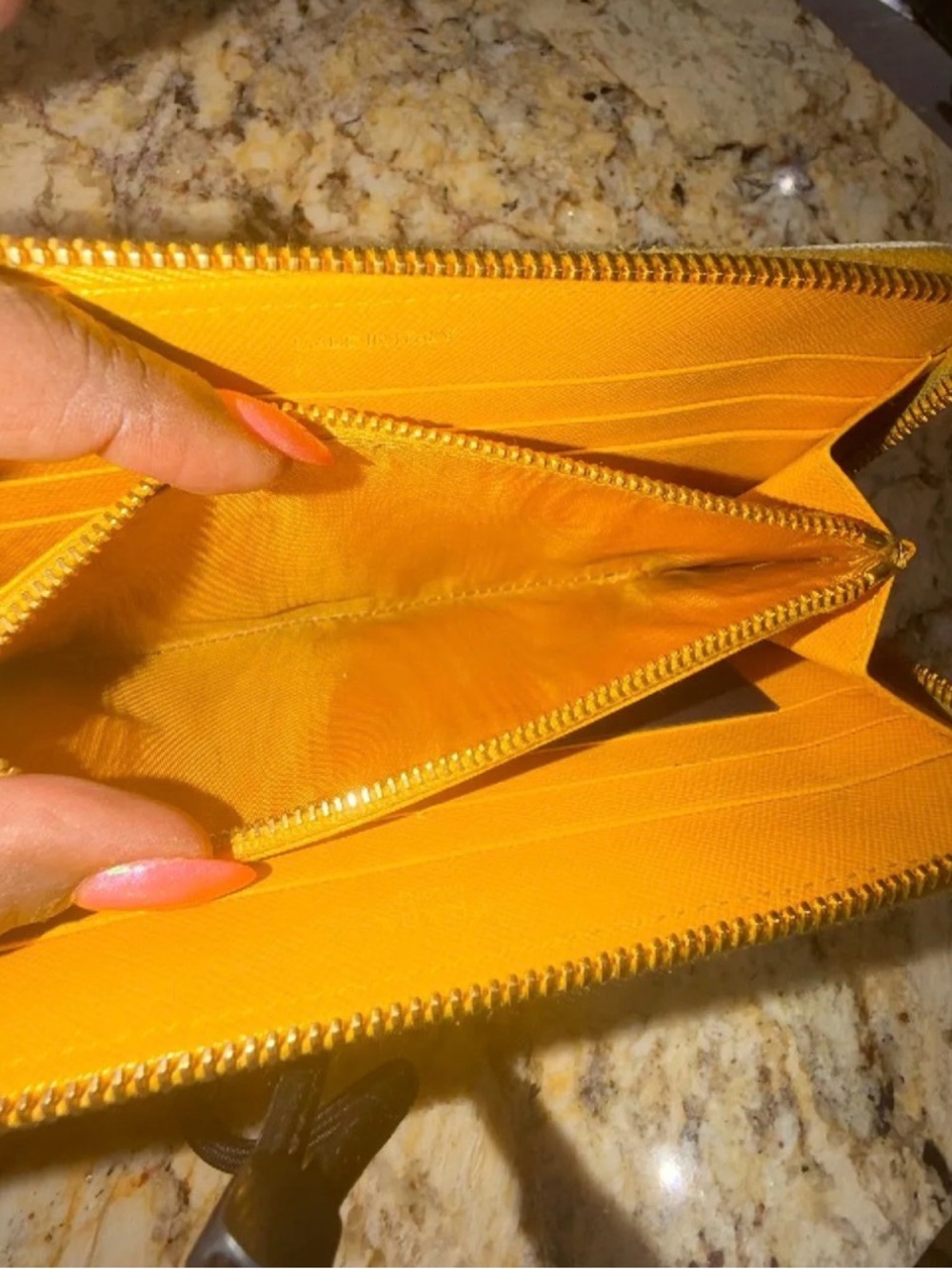 Prada Yellow Perforated Zip Wallet with Logo Triangle - Picture 7 of 7